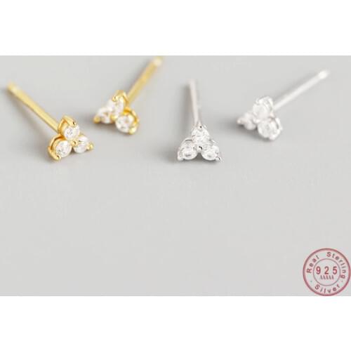 925 Sterling Silver Inlaid Crystal Geometric Clover Stud Earrings Light Luxury Mature Glamour Women Jewelry Accessories