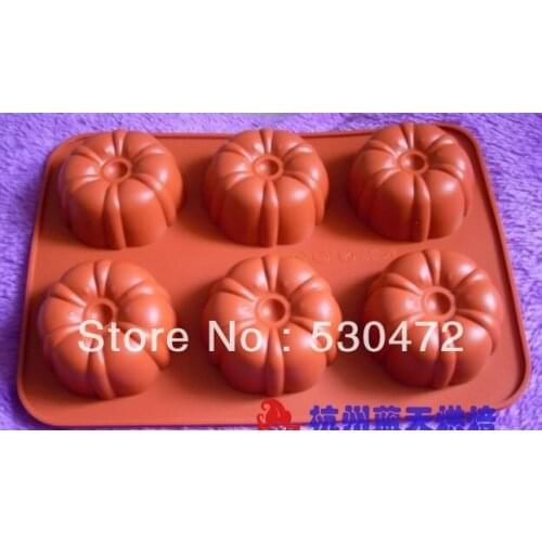 6 hole silicone Cake Mold flower soap mold Pumpkin 26*18*3.5CM kitchen tools