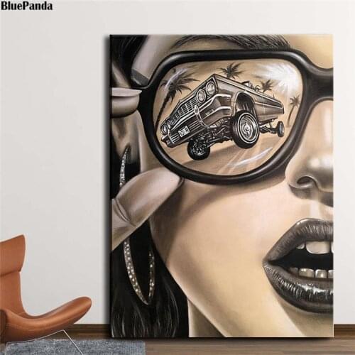 Modern Sunglasses Fashion Woman Oil Canvas Paintings Prints Picture Poster On The Wall For Living Room Decoration Home Decor