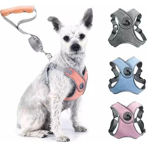 Reflective Dog Harness And Leash Set Comfort X Step-In Harness Vest Dog Soft Breathable Mesh Chest Strap for Small Medium Dogs