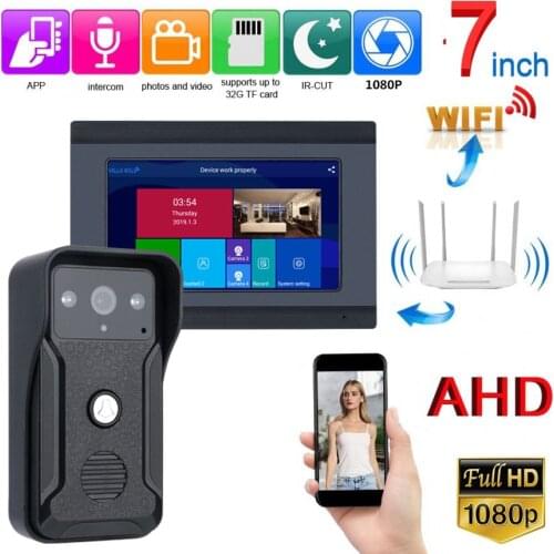 7 inch Wired Wifi Video Door Phone Doorbell Intercom Entry System with HD 1080P Wired Camera Night Vision,Support Remote APP int