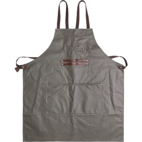 Waterproof Canvas Apron Cotton Strap Barber Florist Gardener Painter Carpenter Work Wear Barista Mixologist BBQ Chef Uniform E5