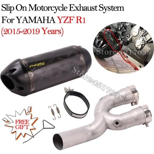 Slip On Motorcycle Exhaust Pipe System Modified Escape Moto Stainless steel Middle Link Pipe For YAMAHA YZF R1 2015-2019 Years