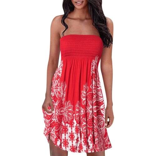 Women Geometric Floral Print Summer Dress Fashion Elastic Band Halter Neckline Wrap Dress Beach Holiday Sundress Robe Vestidos