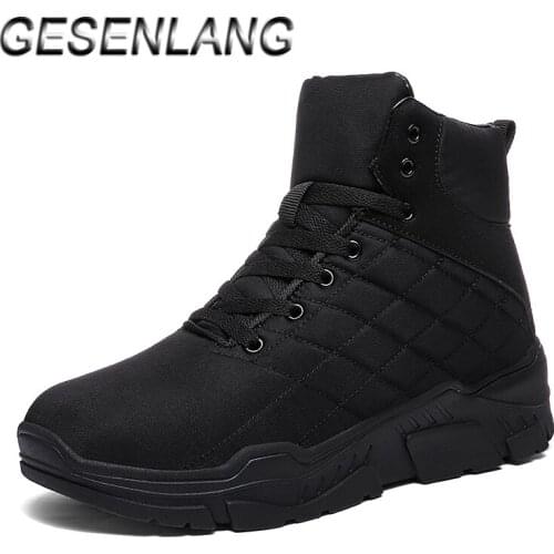 Winter Mens Walking Shoes Plus Fur High Top Warm Comfortable Casual Snow Boots Anti-Skid Water Resistant Outdoor Male Sneakers