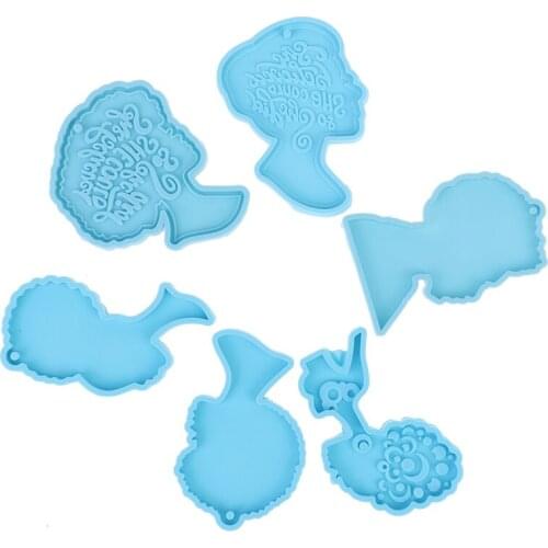 1PCS Afro Lady Keychain Silicone Mold DIY Resin Crafts Pendents Coasters Mold Afro Female Silicone Mold Women Silicone Mold