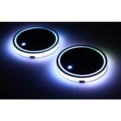 2Pcs Car LED Cup Holder Luminous Coaster Interior Atmosphere For Drinking Mat