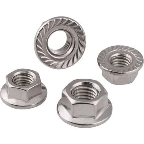 20Pcs DIN6923 M3 M4 M5 M6 304/316/201 Stainless Steel Hexagon Flange Nuts Pinking Slip Locking Lock Nut