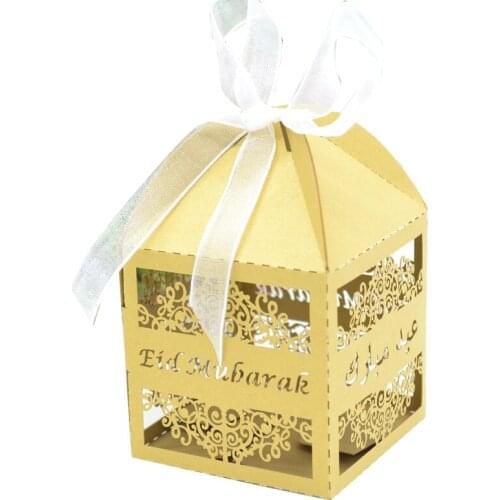 2019 New Arabic Eid Mubarak Design Laser Cut Customize Personalize Islamic Festival Decor Favor Box