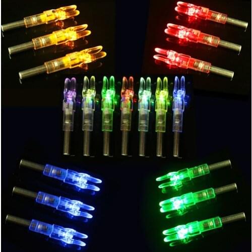 3pcs Hunting Shooting Automatically Luminous Lighted Bow LED Glowing Arrow Nock Tail Fit 6.2mm Arrow Shaft #277515