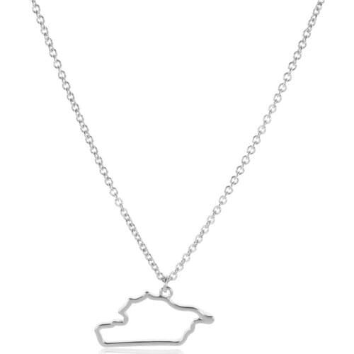 30 Outline hollow Asia Syria map State geography Necklace city Hometown geometric souvenir Clavicle Pendant Necklace Jewelry