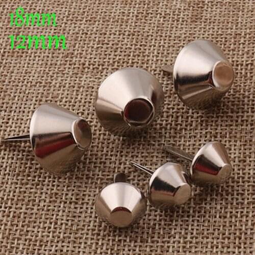 40PCS 12mm/18mm Silver Round Dome Purse Feet,Flat Cone Rapid Rivet Round Post Caps,handbags Bags Belts,Leathercraft 1/2"/5/8"