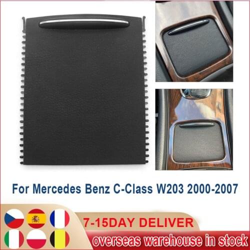 ABS Black Car Center Console Sliding Shutters Cup Holder Roller Blind Cover Car-Styling For Mercedes Benz C-Class W203 2000-2007