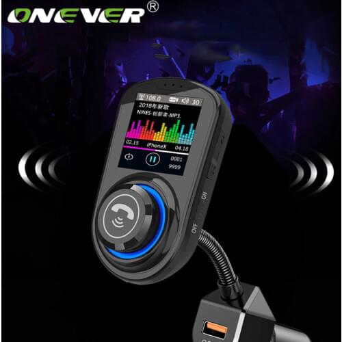 Onever Car Charger Mp3 Palyer Color Large Screen FM Transmitter Rotatable Dual USB Car Phone Charger for Xiaomi iphone Tablet