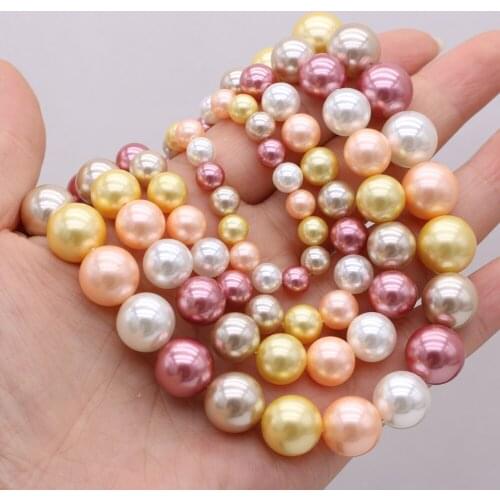 Natural shell bead fritillary round mixed color beaded loose beads for jewelry making DIY necklace bracelet earrings accessory