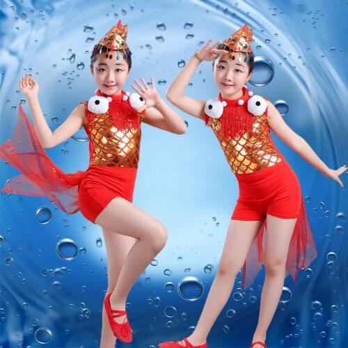 Children Goldfish Costumes For Girls Goldfish Clothing Kindergarten Performance Clothes Animal Dance Costumes Festival Dance