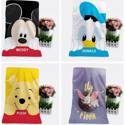 Disney Mickey Mouse Winnie Bath Towels Dumbo Donald Duck Anime Cartoon Customized Handkerchief Children Kids Baby Soft Washcloth