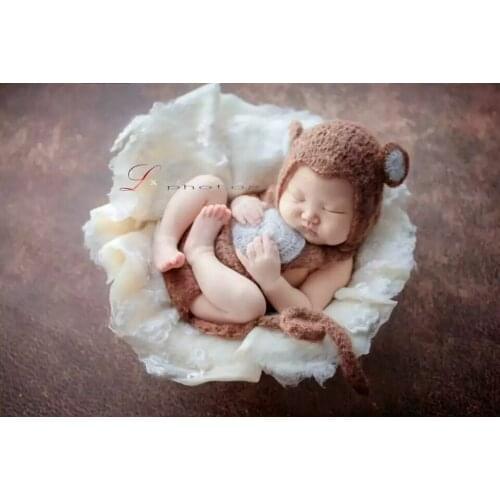 Newborn Mohair Hat and Romper Baby Animal Hat Baby Bonnet Pants Newborn Boy Overalls Jumpersuits Photo Prop