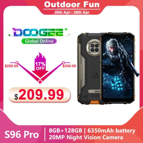 Doogee S96 Pro IP68 Waterproof Rugged Smartphone Helio G90 Octa Core 8GB+128GB Infrared Night Vision 6350mAh Mobile Phone NFC