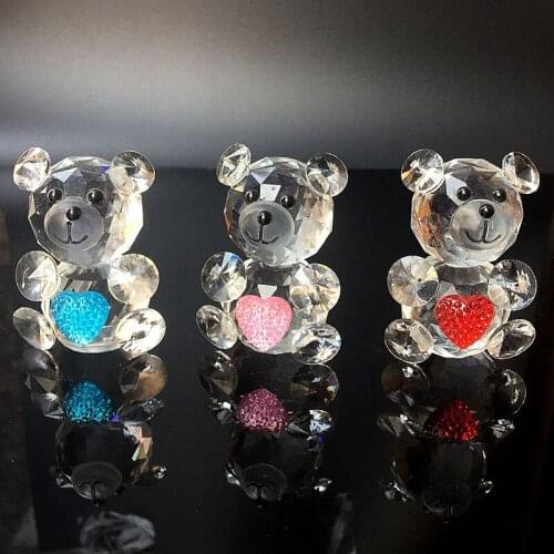 Crystal Bear Ornaments Animal Figurine Glass Paperweight Fengshui Crafts Home Decoration Gifts Creative Souvenirs