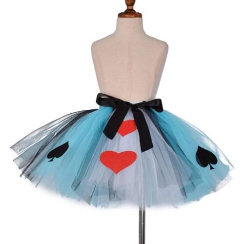 Queen Of Hearts Fluffy Tutu Skirt Baby Girl Party Costume Kids Halloween Fancy Tulle Skirt Toddler Newborn Photo Props