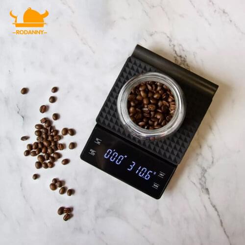 Rodanny Coffee Pot Scale With Smart Digital Electronic Precision Timer Drip Portable Household Kitchen Scale 0.1g