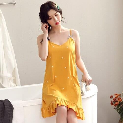 Summer Cotton Women Nightgowns Sexy Spaghetti Strap Nightdress Female s Sleeveless Sleepwear Nightwear Girls Home Clothes