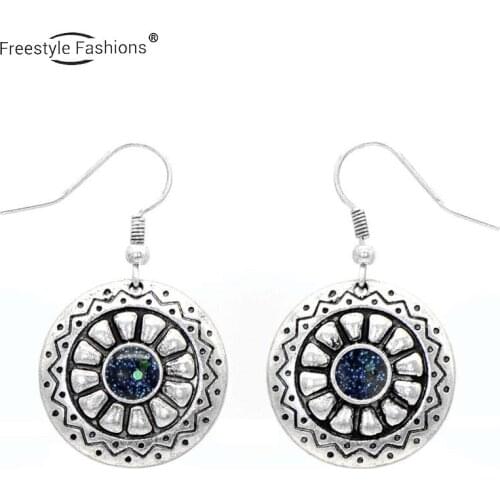 Fashion classic round eporxy zinc alloy drop earrings for women