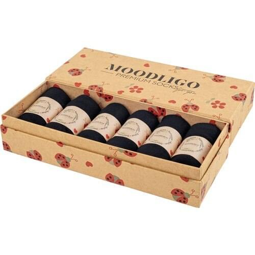 Moodligo Premium 6'lı Bamboo Booties Women 'S Socks-6 Double Black