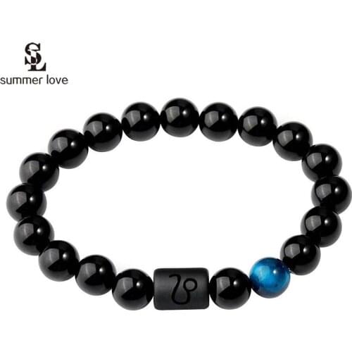 2020 New 12 Zodic Constellation Beaded Bracelet Jewelry Wholesale Libra Fashion Natural Stone 10mm Beads Bracelets For Couple