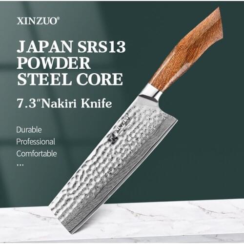 XINZUO 7.3" Nakiri Knife Japan Damascus Steel SRS13/R2/SG2 Japanese Cleaver Knife Beef Santoku Professional Cooking Knife
