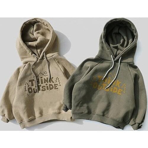 2021 Autumn Baby Kids Hoodies Toddler Boy Girl Letter Print Cotton Hooded Sweatshirt Children Outerwear Tops