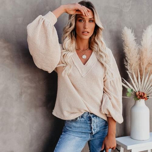 2021 Autumn V Neck Sweater Women Loose Knitted Sweater Pullover Women Jumper Ladies Long Sleeve Sweater Female Knitwear