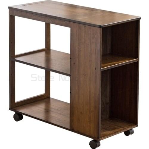 Movable sofa side cabinet belt wheel tea table side corner table living room side slit storage cabinet
