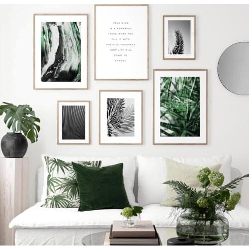 Banana Leaf Palm leaves Plant Nordic Posters And Prints Abstract Fluid Wall Art Canvas Painting Wall Pictures For Living Room