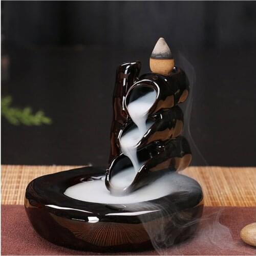 Small Buddha Incense Burner Holder Backflow Incense Sculpture Censer Home Office Teahouse Decor incense vessel