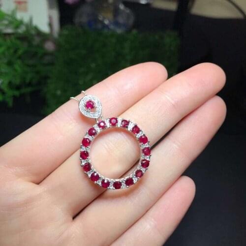 Natural ruby gemstone solid 925 silver ruby necklace pendant ruby jewelry