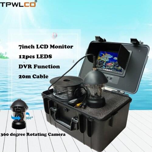 Underwater Visual Camera Fish Finder With 7inch LCD 20m DVR Video Recorder For Ice/Sea Fishing 360 degree Rotating Camera