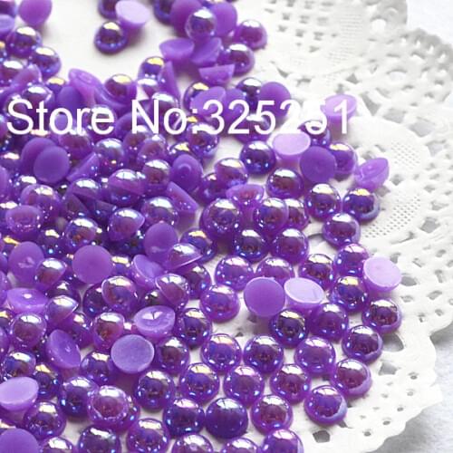 Resin AB purple pearl 1.5-12mm 10000-1000pcs/lot flat back half pearl