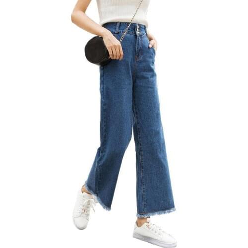 Casual Women Jeans High Waist Straight Wide Leg Loose Denim Pants Jeans Ninth Trousers Womens Clothing 2021