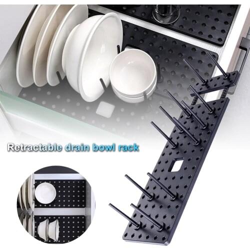 Adjustable Dishes Bottle Drain Drying Racks Dishes Cleaning Dryer Drainer Storage Drain Water Directly into the Sink Compact