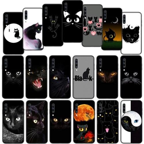 Cute Black Cat Staring Eyes Soft Cover Case for Samsung Galaxy A10 A10S A20 A30 A20S A20E A30S A40 A40S A50 A50S A70 A70S