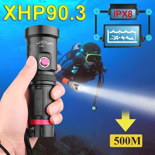 Most Powerful XHP160 Led Diving Flashlight 18650 or 26650 Rechargeable Underwater Lamp IPX8 Waterproof High Power Led Dive Torch