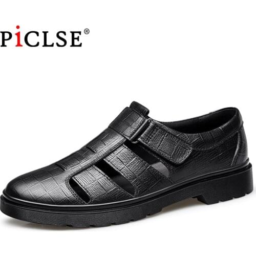 Rome style Fashion Genuine Leather Men Sandals Business Dress Sandals Handmade Leather shoes Men sandalias zapatos hombre