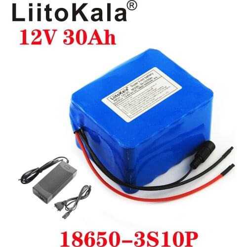 LiitoKala 12v 30ah 18650 3000mah 3S10P battery high current large capacity 30,000 mAh xenon lamp motor mobile backup battery