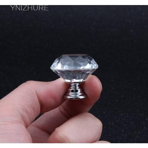 Top Brand Quality 1pack/10 Pcs 30mm Diamond Shape Crystal Glass Drawer Cabinet Knob Pull Handle Kitchen Door Wardrobe Hardware
