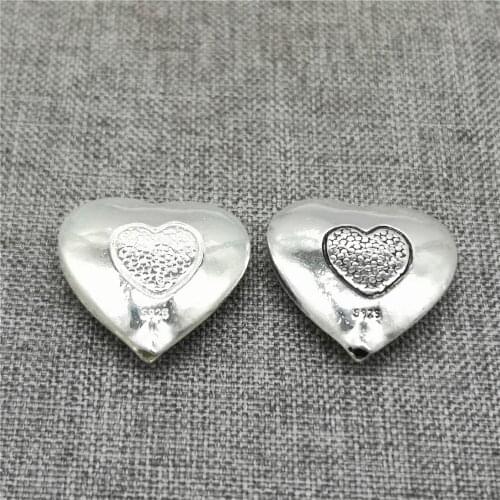 925 Sterling Silver Love Heart Bead w/ Imprint Full of Love for Bracelet