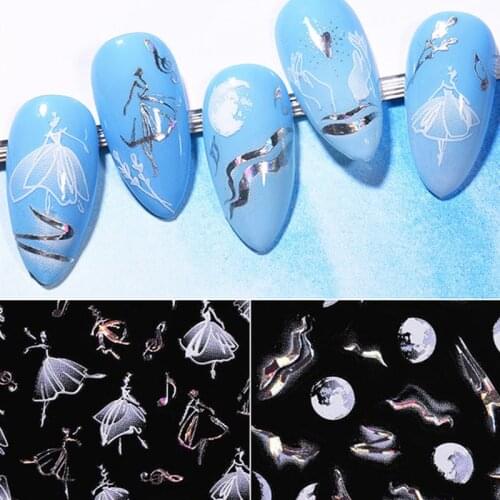 1pc New Year Embossed Nail Art Stickers 3D Merry Christmas Tips Ballerina Nail Decoration Manicure Self-adhensive for Women