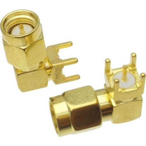 1Pcs SMA Male Plug Right Angle Solder For PCB Mount RF Coaxial Connector