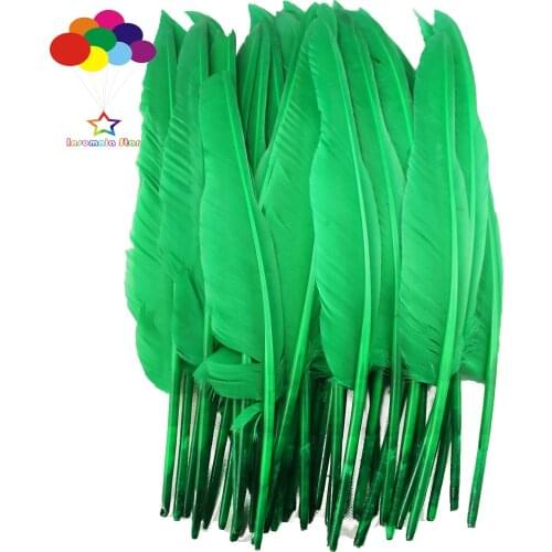 10-100 pcs/lot Pure Grass green Color 14-16inch Plumes Turkey Pointers Quill Large Feathers for Fashion Decorations